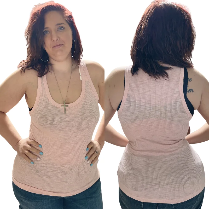 Solid Ribbed Tank Top, crew neck tank