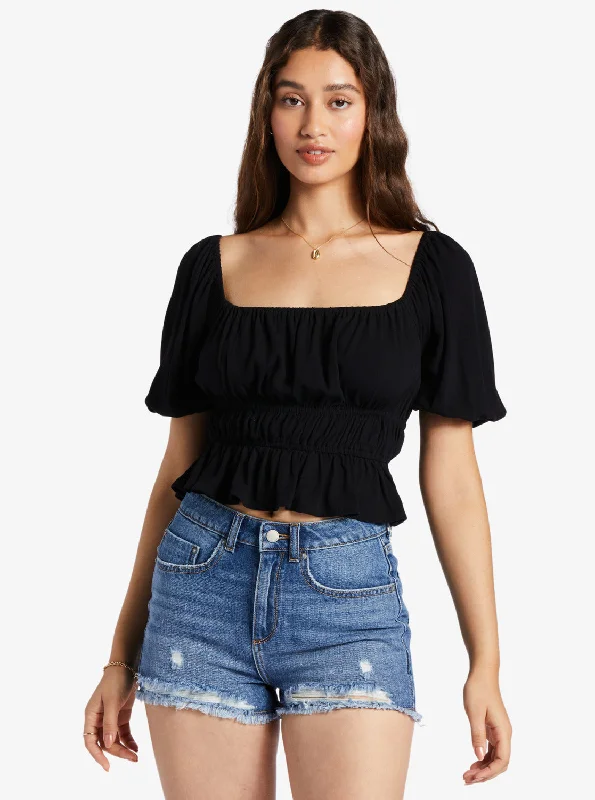 Warm Winds Crop Top - Anthracite Zippered Buttoned Snapped