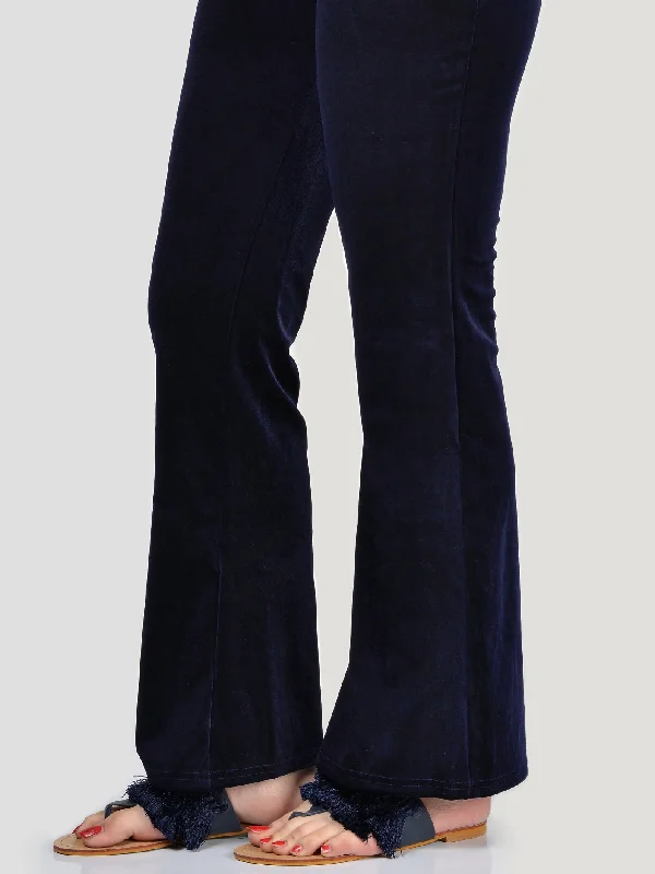 Velvet Trouser-Blue Trousers Print Floral