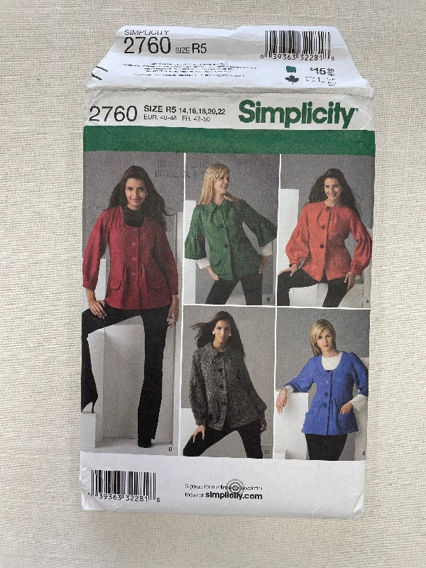 SALE 2008 Simplicity 2760 Sewing Pattern - Jackets FACTORY FOLDED Anorak Shell Jacket Lightweight Jacket