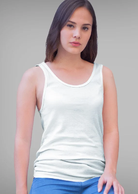 Solid Women Tank Top - White cold shoulder tank