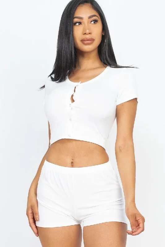 Cropped Tank Top And Shorts Set fitted tank top
