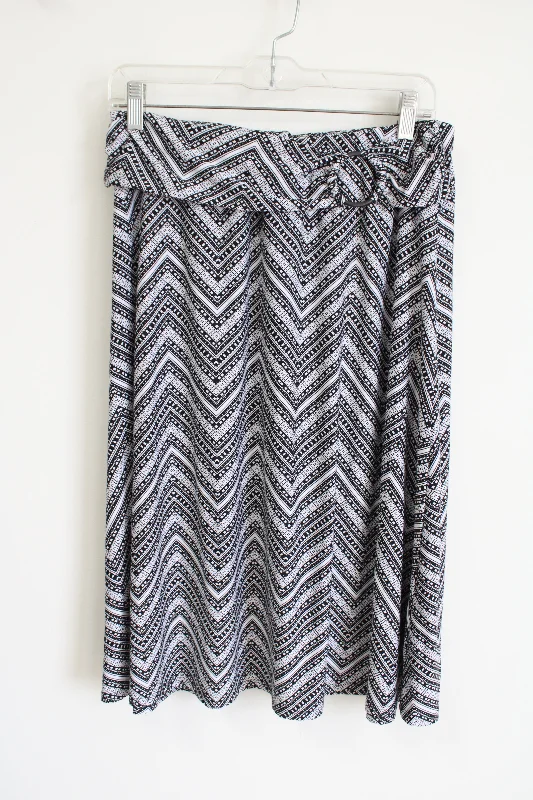 Robert Louis Black White Chevron Skirt | L denim skirt stylish