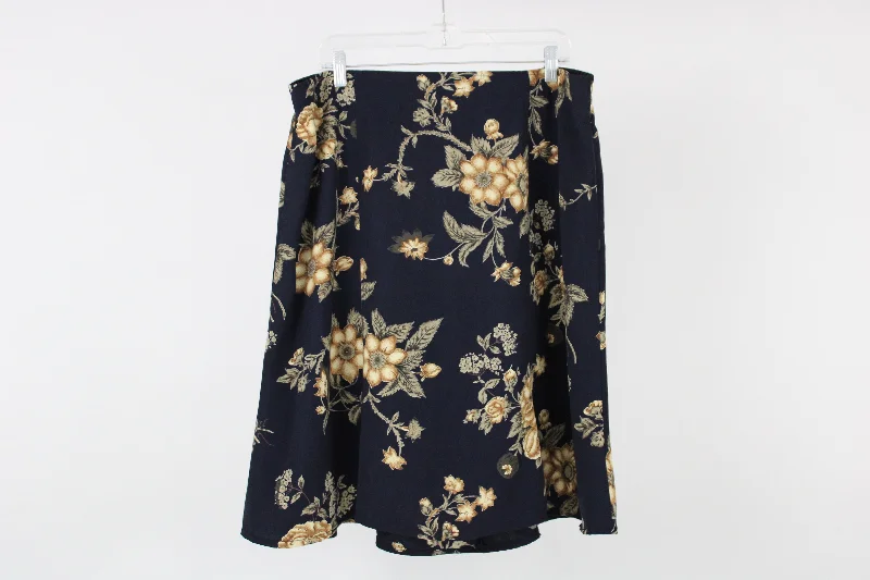 Maggie McNaughton Blue Floral Skirt | 18 cashmere skirt rich