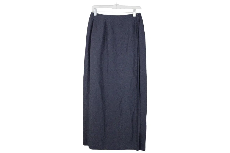 Eddie Bauer Blue Linen Blend Skirt | 8 Tall corduroy skirt comfortable