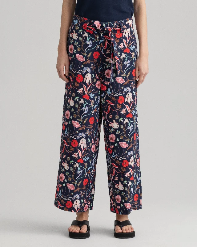 Gant Women Blue Floral Printed Trousers Trousers Essential Wardrobe