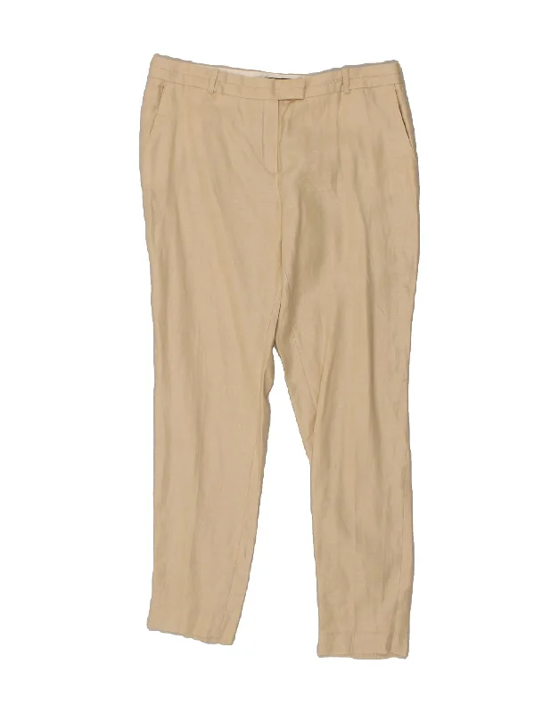 MASSIMO DUTTI Womens Slim Chino Trousers W34 L31 Beige Linen Trousers Formal Black