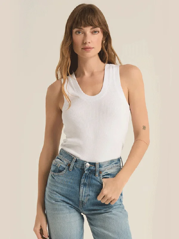 Z Supply ZT231241-WHT Womens Sirena Rib Tank White cherry red tank
