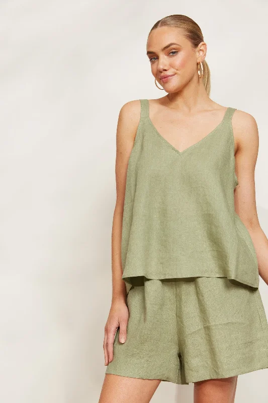 eb&ive | Sojourn Tank - Aloe cutout tank top