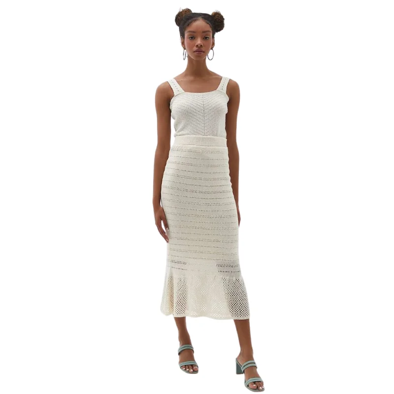 OXXO -  Midi Skirt with Hemstitch Detail denim skirt classic