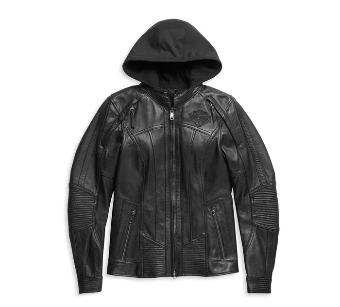 Harley-Davidson Women's Auroral II 3-in-1 Leather Jacket Wool Jacket Cashmere Jacket Tweed Jacket