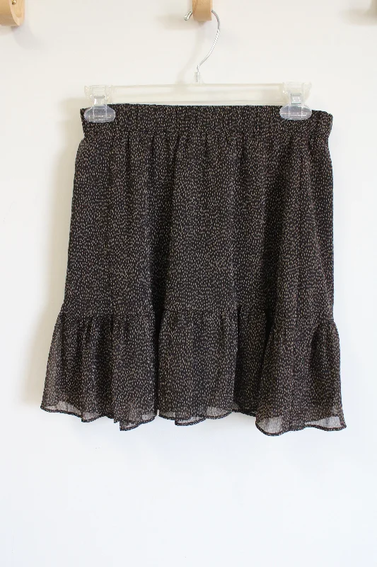 LOFT Black Olive Green Patterned Chiffon Skirt | XS chiffon skirt floaty