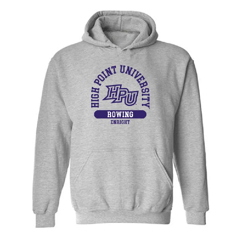 High Point - NCAA Women's Rowing : Caitlin Enright - Hooded Sweatshirt Hoodie with Exposed Zipper Edgy Industrial