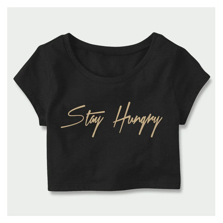 Stay Hungry Crop Top B/GL Rayon Fabric Velvet Fabric Corduroy Fabric