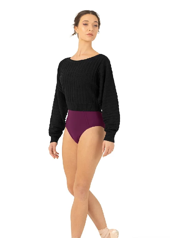 ON SALE Sahara Crop Sweater (Black) Plaid Sweater Polka Dot Checkered