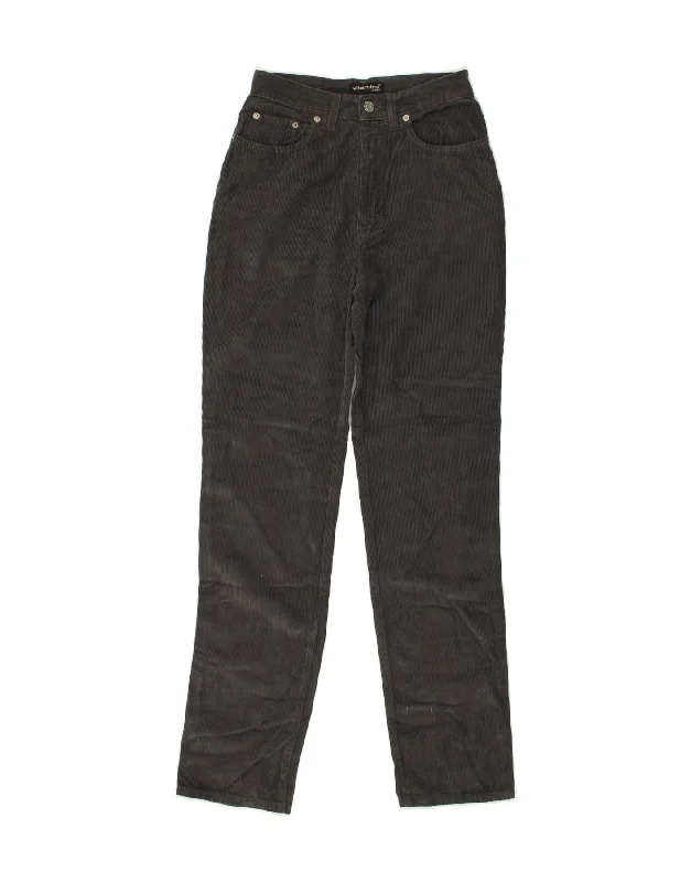 VINTAGE Womens Tapered Corduroy Trousers IT 42 Medium W26 L30 Grey Cotton Trousers Leather Faux