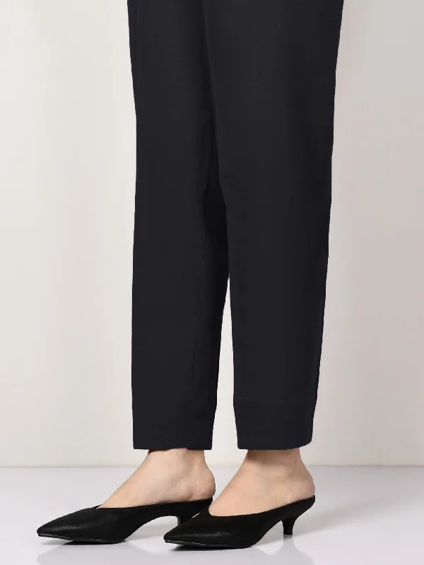 Silk Straight Trouser - Black Trousers Designer Luxury