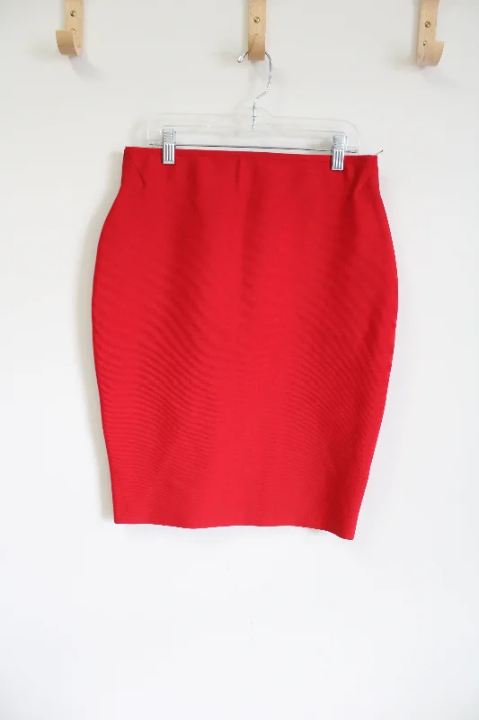 Chocolate U.S.A Red Fitted Skirt | L leather skirt modern