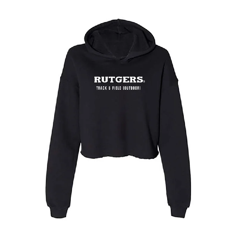 Rutgers - NCAA Women's Track & Field : Celine-Jada Brown - Women's Crop Fleece Hoodie Hoodie with Front Slit Layering Stylish