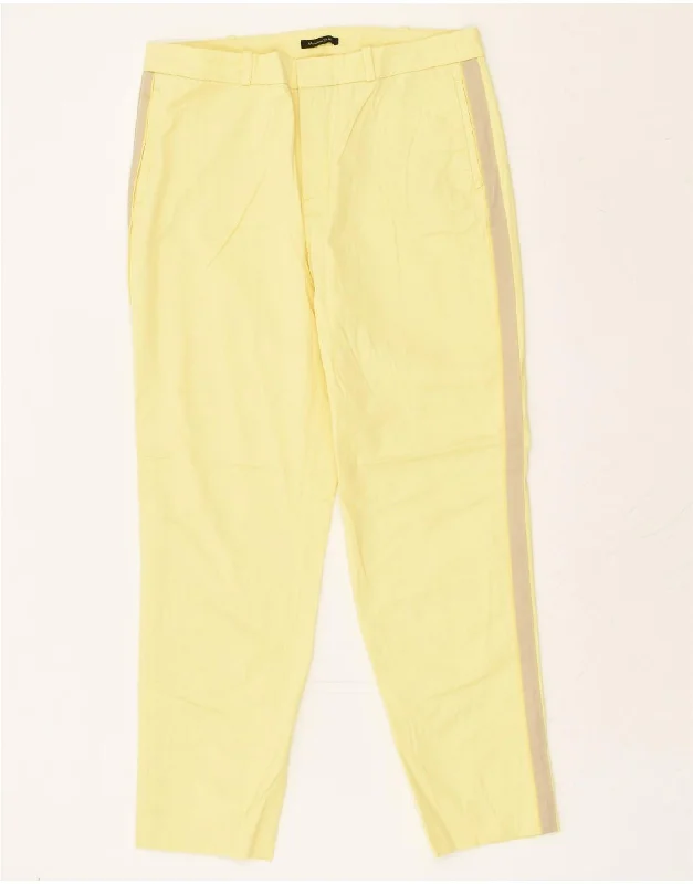 MASSIMO DUTTI Womens Slim Chino Trousers US 12 Large W34 L27 Yellow Trousers Capri Summer