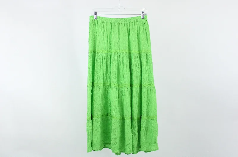 Cathy Daniels Green Maxi Skirt | S leather skirt refined