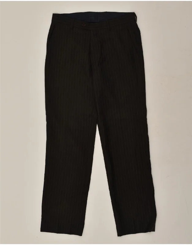 GANT Womens Straight Suit Trousers IT 46 Large W30 L32 Brown Pinstripe Trousers chic fashionable