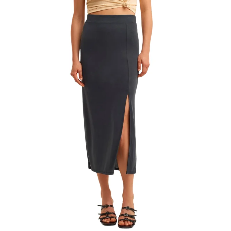 OXXO - Soft Touch Midi Skirt with Slit Detail wool skirt warm
