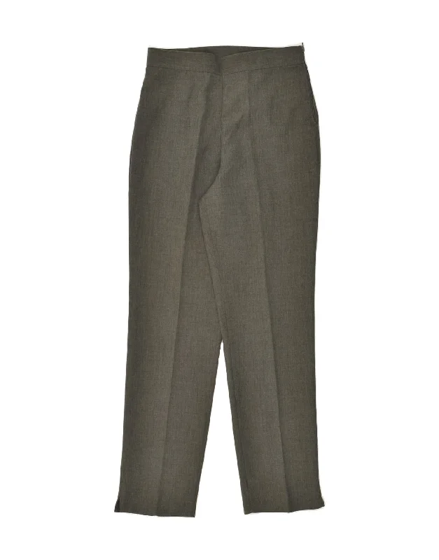 VINTAGE Womens Slim Suit Trousers Medium W28 L30 Grey Polyester Trousers Palazzo Wide Leg