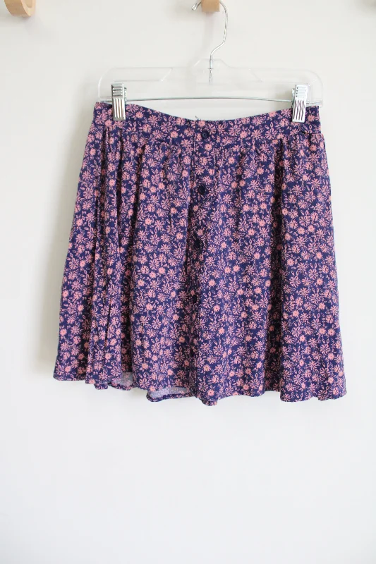 Charlotte Russe Blue Pink Floral Skirt | M velvet skirt plush