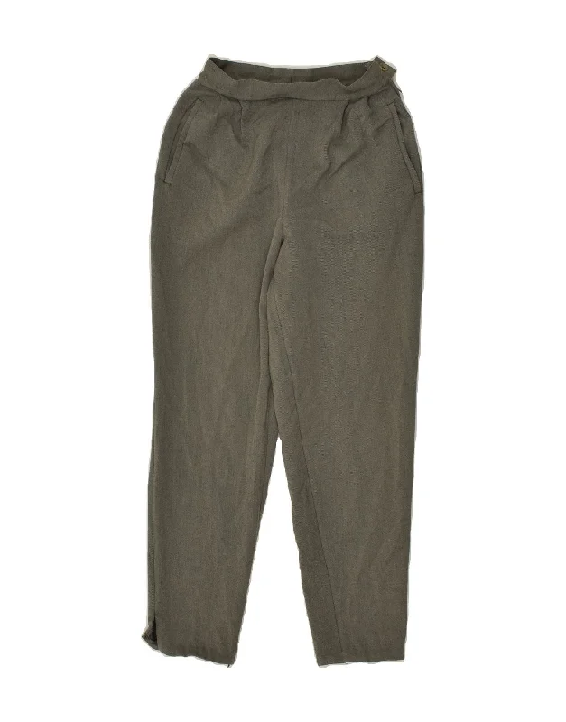 VINTAGE Womens High Waist Tapered Suit Trousers W24 L25 Green Virgin Wool Trousers Seasonal Trendy
