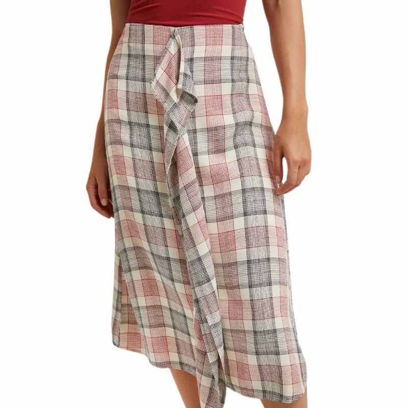 OXXO -  Mixed Ruffled Midi Skirt patchwork skirt art