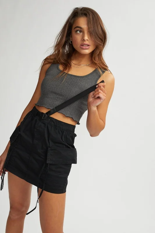 Combat Skirt - Black cashmere skirt plush