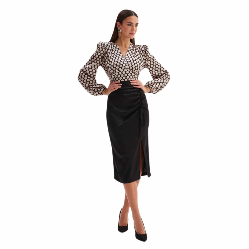 SATEEN - Ruffle Detailed Satin Skirt maxi skirt elegant