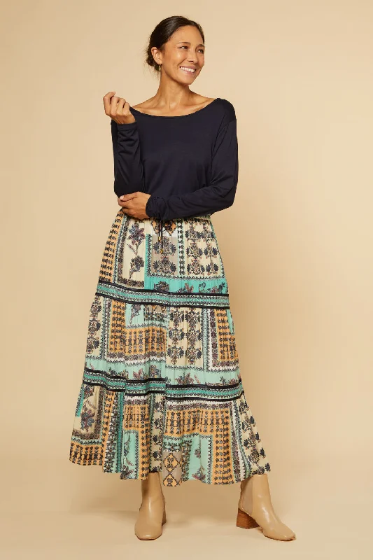 Danica Tiered Skirt in Torino leather skirt modern