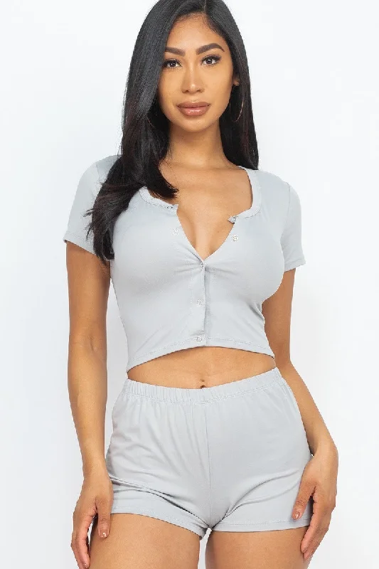 Cropped Tank Top And Shorts Set flexible tank top