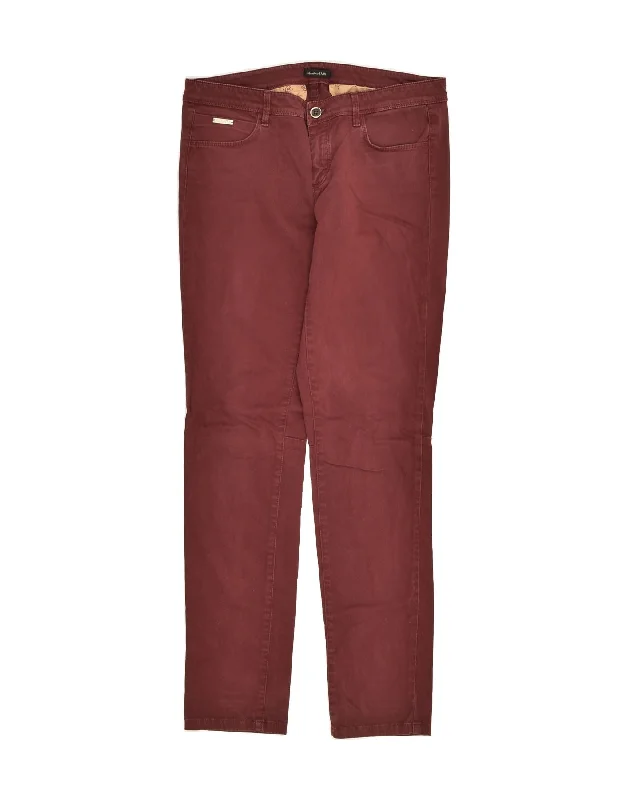 MASSIMO DUTTI Womens Slim Casual Trousers EU 38 Small W32 L30 Burgundy Trousers Velvet Soft