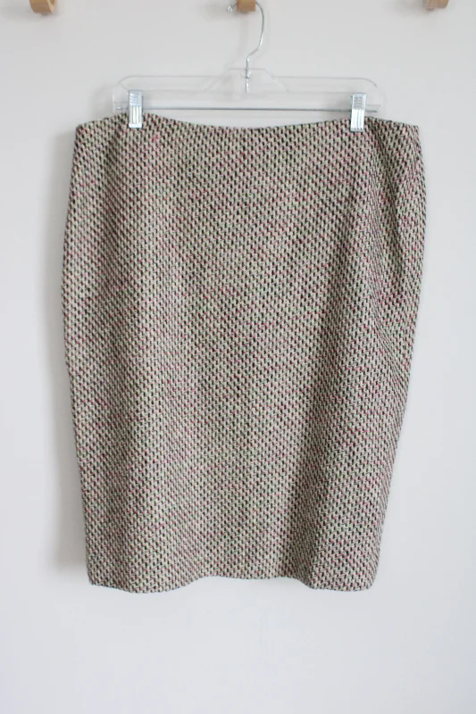 NEW Talbots Pink Green Tweed Pencil Skirt | 16 cashmere skirt fine