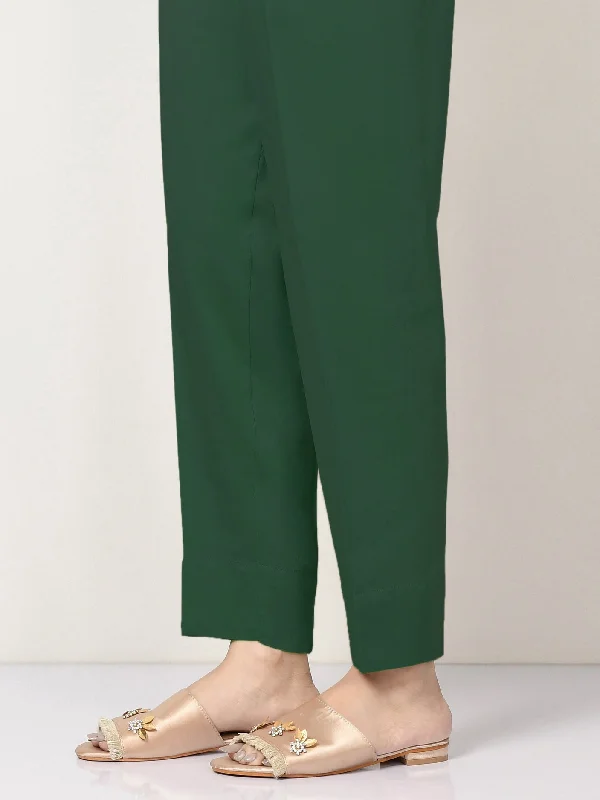 Satin Straight Trouser - Green Trousers Formal Black