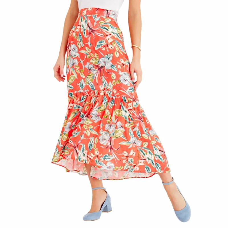 OXXO - Floral Printed Skirt corduroy skirt durable