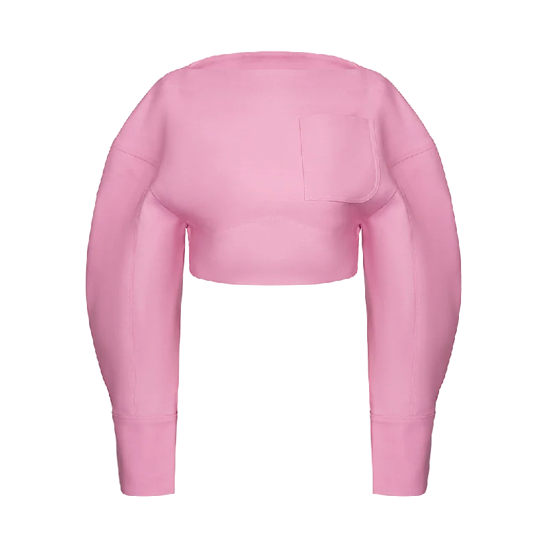 Casaco Long-Sleeved Crop Top Welt Pockets Slit Pockets Flap Pockets