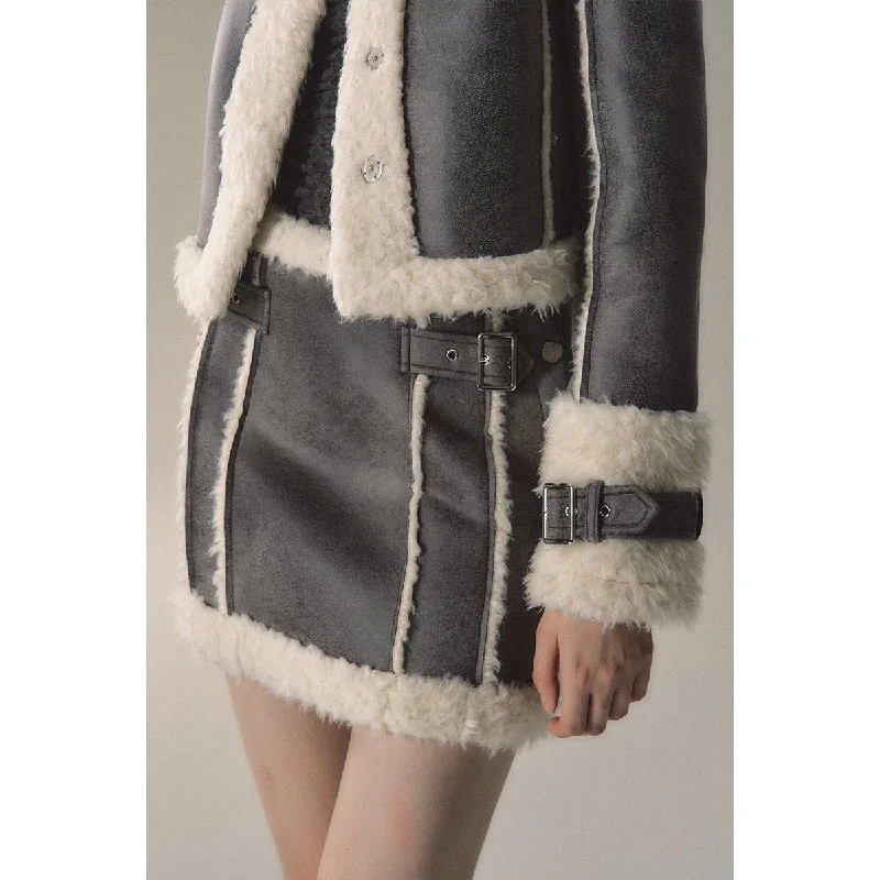 Grey Suede Puffer Skirt tiered skirt playful