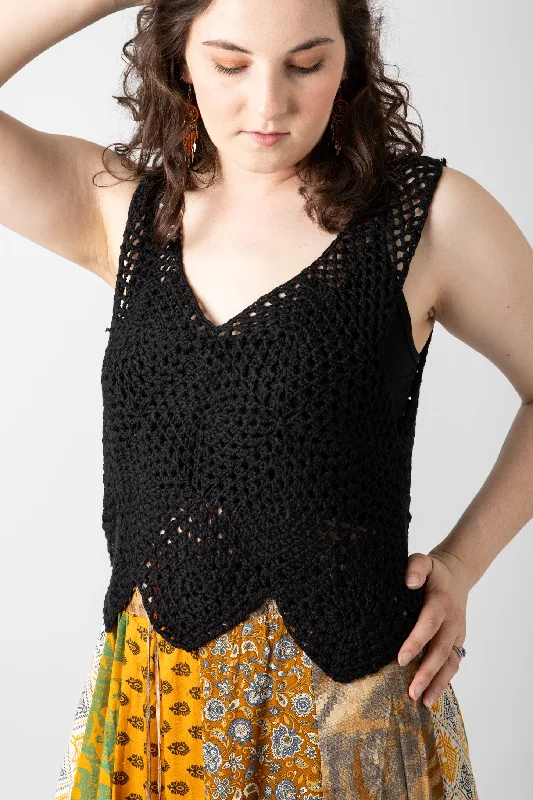 V-Neck Crop Crochet Tank activewear tank top