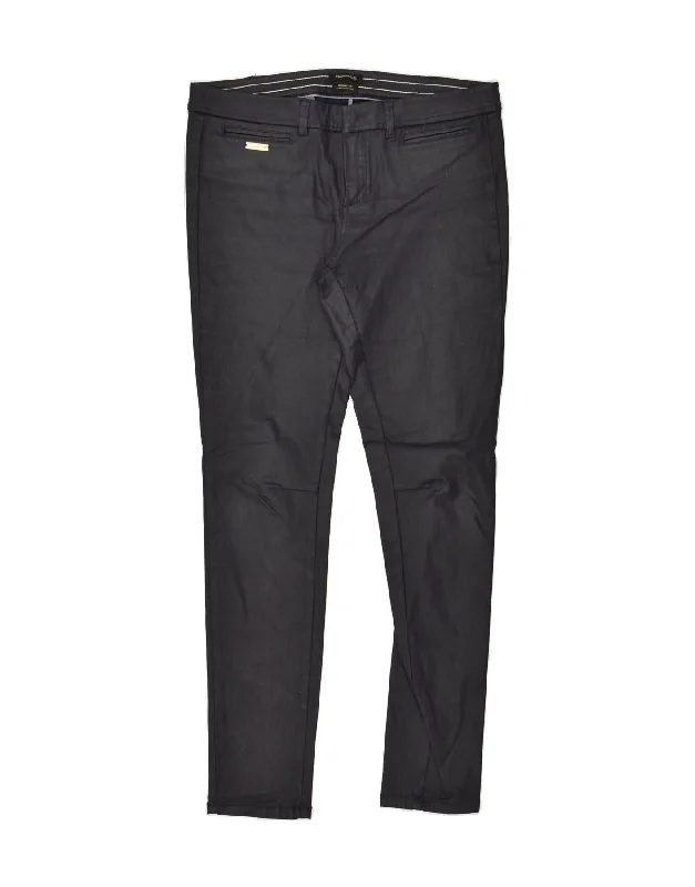 MASSIMO DUTTI Womens Skinny Casual Trousers EU 40 Medium W30 L29 Navy Blue Trousers Striped Patterned