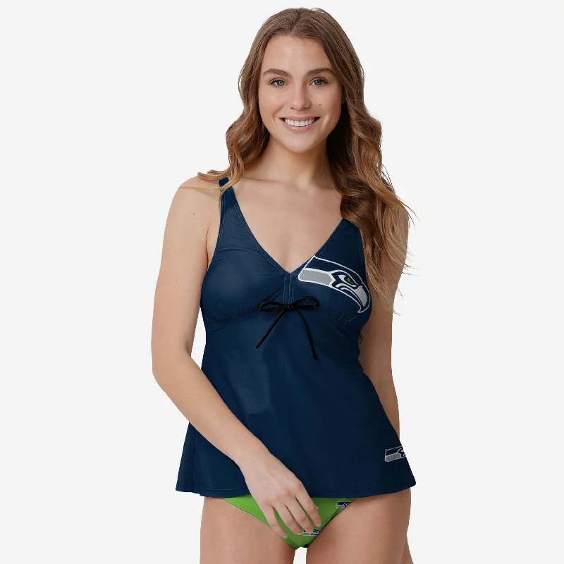 Seattle Seahawks Womens Summertime Solid Tankini trendy tank top