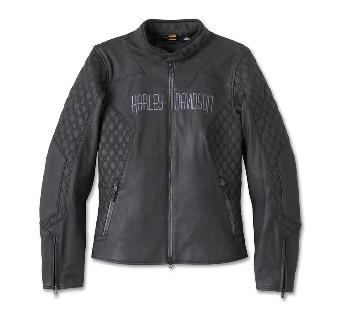 Harley-Davidson Women's Willie G Skull Graphic Leather Riding Jacket Faux Fur Jacket Real Fur Jacket Shearling Jacket