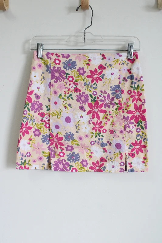 Love On A Hanger Pink Floral Mini Skirt | 3 wool skirt breathable