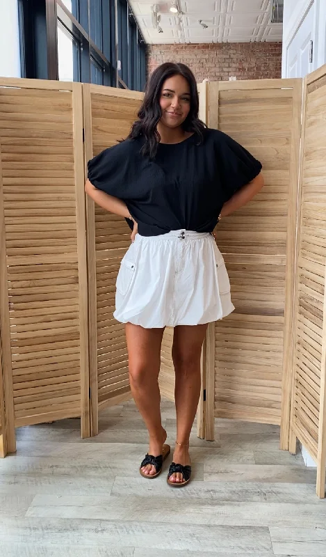 Puff Mini Skirt | Off White leather skirt sleek