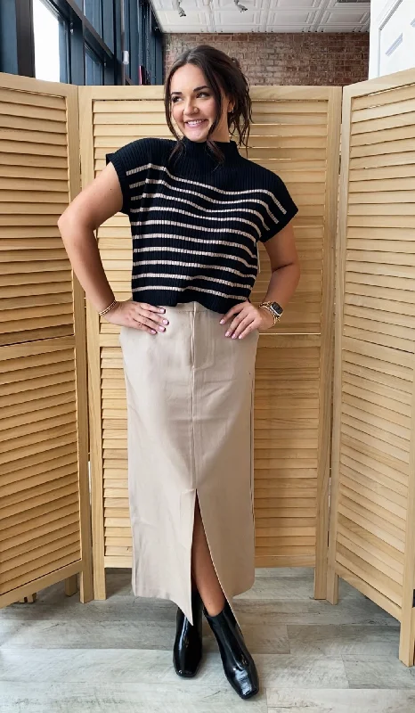 Less Is More Midi Skirt | Light Khaki chiffon skirt airy