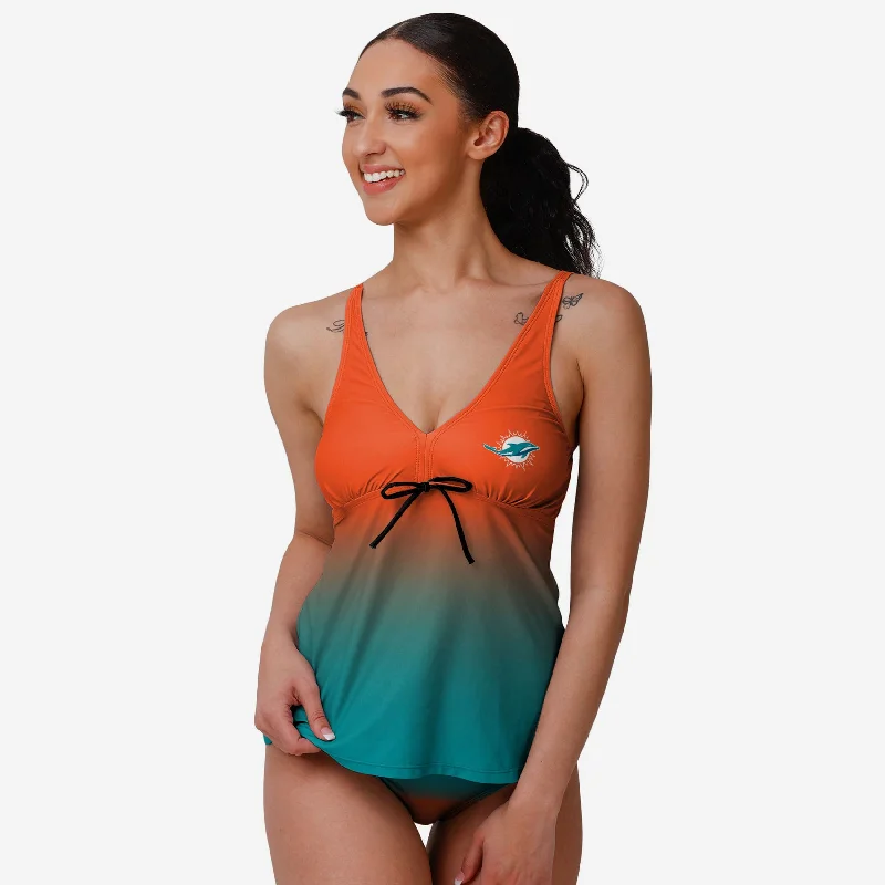 Miami Dolphins Womens Gametime Gradient Tankini cold shoulder tank