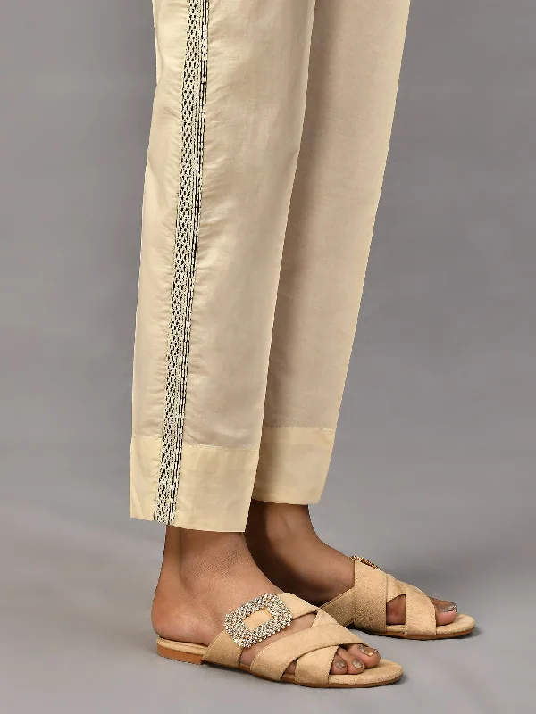 Embroidered Cambric Trousers Trousers Yoga Stretchy